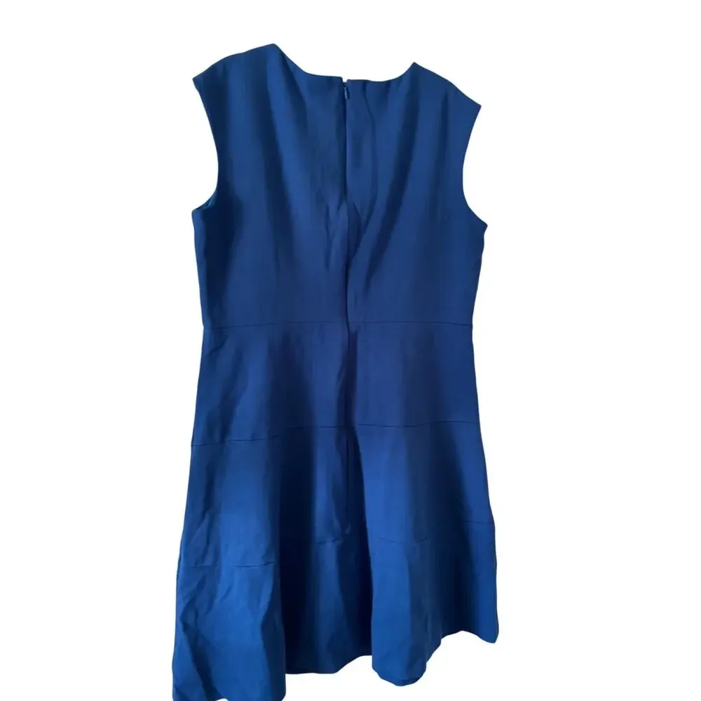 Anne Klein Blue Fit & Flare Sheath Dress Size 14 Sleeveless Career Office Midi - Picture 9 of 11